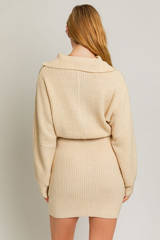 Zipper Sweater Dress by LE LIS | Fleurcouture