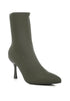 Zudio Solid Mid Heel Sock Boots KHAKI US-6 / UK-4 / EU-37 Shoes & Bags by Rag Company | Fleurcouture